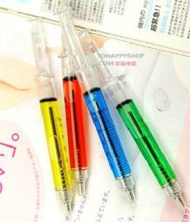 4 Novelty Syringe Style Ballpoint Pen yellow red blue green  Ballpoint Stick Pens 