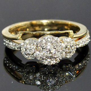 Diamond Bridal Wedding Set 2pc Engagement Ring + Band 0.5ct 14K gold New Halo Jewelry