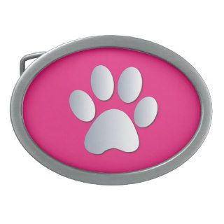 Paw Print dog pet silver pink pattern belt buckle