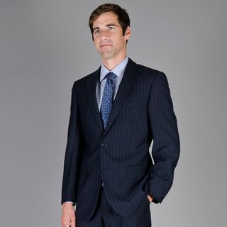 Men's Navy Shadow Stripe 2 Button Suit Suits