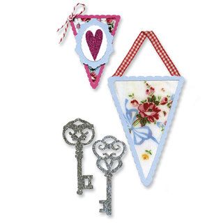 Sizzix Sizzlits Banners   Keys Die Set By Scrappy Cat (3 Pack)