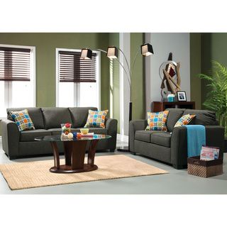 Bursa 2 piece Living Room Set With Free Pillows In Grey Fabric
