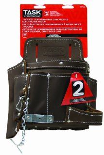 Task Tools T77322 Leather Electrician's Tool Bag, 7 Pocket    