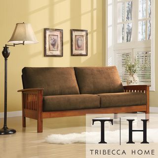 Tribecca Home Hills Mission style Oak And Rust Sofa