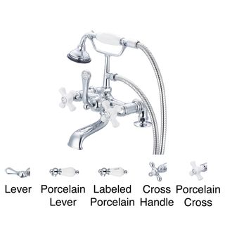 Water Creation F6 0007 01 Vintage Classic 7 inch Spread Deck Mount Tub Faucet With 2 inch Risers And Handheld Shower