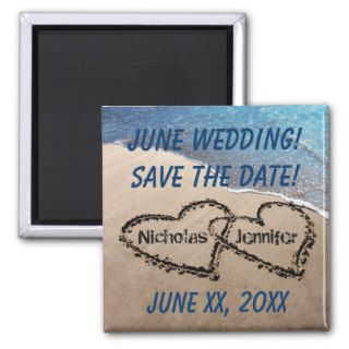 Any Month Wedding, Hearts In Sand Save Date Magnet