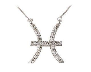 .48ctw Diamond Pisces Zodiac Pendant 14K White Gold (Feb 19   Mar 20) SZUL Jewelry