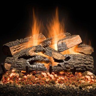 Golden Blount 24 inch Split Bonfire Charred Vented Gas Log Set   Golden Blount Hickory