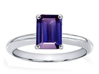 Tommaso Design Genuine Iolite Emerald Cut 8x6mm Engagement Ring Tommaso design Studio Jewelry
