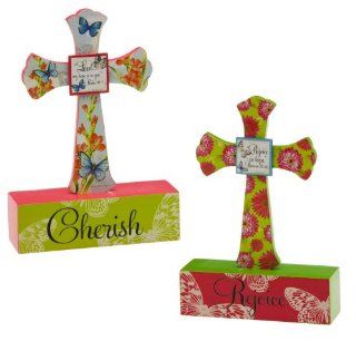 Accessory, Wooden Cross Sitabout 2 Assorted, Butterfly Bless   Statues