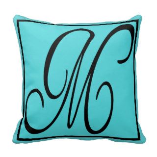 M PILLOW  The Letter M on Aqua Background