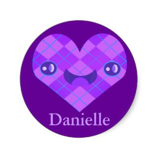 Custom Name Smiley Argyle Kawaii Heart Sticker