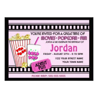 Popcorn and a Movie Party Invites