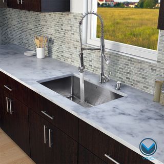 Vigo All in One 30 inch Undermount Kitchen Sink and Chrome Faucet Set Vigo Sink & Faucet Sets