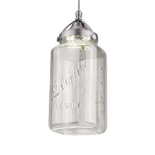 WAC Lighting MP LED497 CL/CH Mason Early Electric Collection 1 Light LED MonoPoint Pendant with Clear Glass Shade and Chrome Finished Cord   Island Light Fixtures  