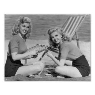 Double Trouble Twins on the Beach Poster