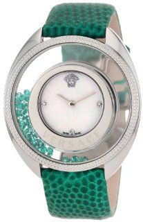 Versace Women's 86Q961MD497 S455 Destiny Precious Genuine Lizard Mother Of Pearl Diamond 70 Emerald Watch Watches