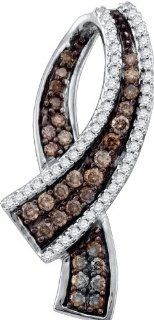 10K White Gold 0.49CT Brown Diamond Fashion Pendant Jewelry