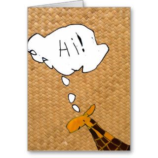 Giraffe saying " HI" greeting card