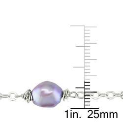 Miadora Silvertone Freshwater Multi colored Pearl Chain Necklace (8 9 mm) Miadora Pearl Necklaces
