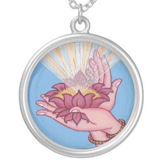 NECKLACE   Hands holding Lotus Flower