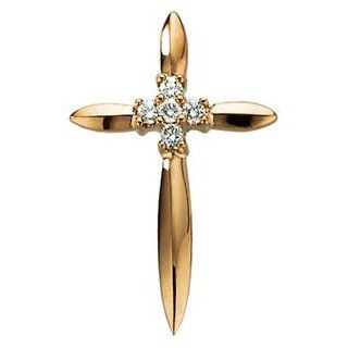 14K Yellow Gold Diamond Cross Pendant DivaDiamonds Jewelry