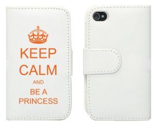White Apple iPhone 5 5S 5LP232 Leather Wallet Case Cover Orange Keep Calm and Be A Princess Cell Phones & Accessories