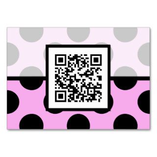 QR Code Artistic Retro Polka Dots Pink Black Business Card Templates