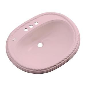 Malibu Drop in Bathroom Sink with Faucet Hole in Dusty Rose 83462
