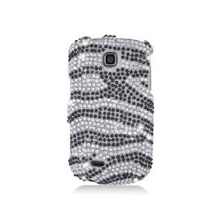 Samsung Dart T499 SGH T499 Bling Gem Jeweled Jewel Crystal Diamond Black Silver Zebra Stripe Cover Case Cell Phones & Accessories