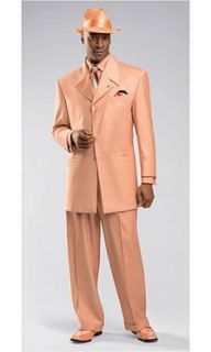 STACY ADAMS SOLID SALMON SUPER 100'S SUIT~MSRP $499 (42L) at  Mens Clothing store