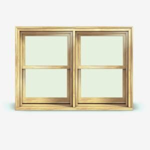 JELD WEN W 2500 Series Double Hung Wood Twin Windows, 32 in. x 54 in., Natural, with LowE Insulated Glass Q82164