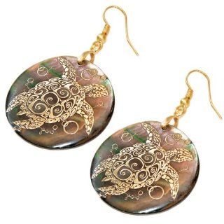 Genuine Shell Earrings   Turtle Design Dangle Earrings Jewelry