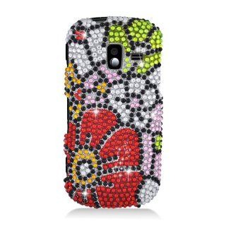 Eagle Cell PDSAMU485S325 RingBling Brilliant Diamond Case for Samsung Intensity 3 U485   Retail Packaging   Green/Red Flower Cell Phones & Accessories