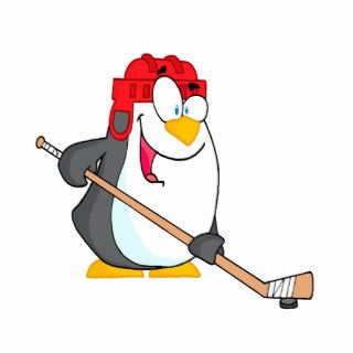 funny penguin playing ice hockey cartoon photo cutouts