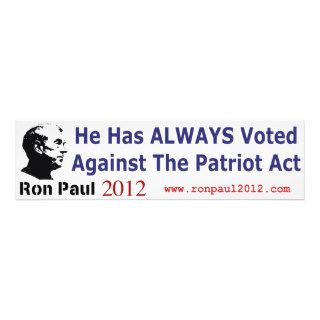 He Has Always Voted Against The Patriot Act Photo Print