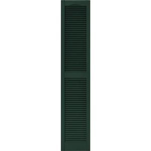 Builders Edge 15 in. x 75 in. Louvered Shutters Pair #122 Midnight Green 010140075122