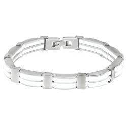 Stainless Steel Men's White Rubber Link Bracelet Men's Bracelets