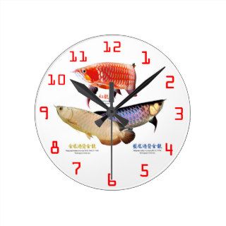Wall mounted clock of ajiaarowana of 3 types