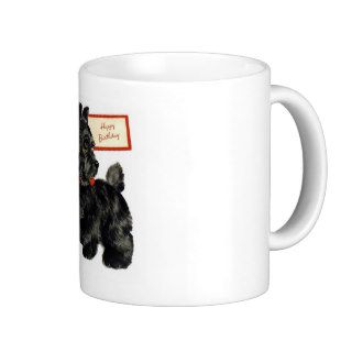 Scottie Dog   Retro Happy Birthday Card Coffee Mugs