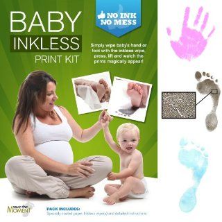 Inkless Wipe Hand & Foot Print Kit by Save The Moment   4 Standard Coated Papers & 1 Inkless Wipe (Pink)  Baby Hand And Footprint Makers  Baby