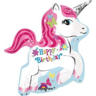 Happy Birthday Unicorn Super Shape Foil Balloon (1 per package) Toys & Games