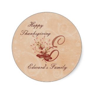 Thanksgiving Monogram Letter E Sticker
