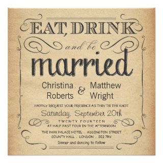 Rustic Vintage Parchment Wedding Invitations