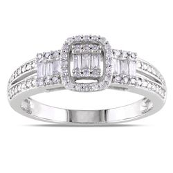 Miadora 10k White Gold 1/3ct TDW Baguette Diamond Ring (H I, I1 I2) Miadora Engagement Rings