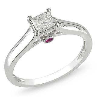 Miadora 14k Gold 1/2ct TDW Diamond and Pink Sapphire Solitaire Ring (G H, I1 I2) Miadora Engagement Rings