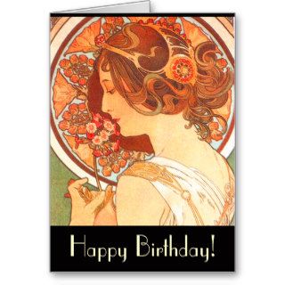 Art Nouveau Lady Birthday Card