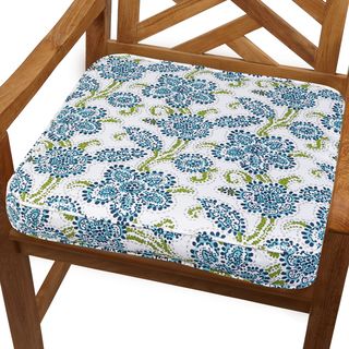 Aqua Floral 20 inch Indoor/ Outdoor Corded Chair Cushion Outdoor Cushions & Pillows