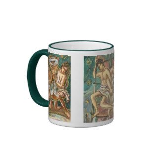 Lovers kissing each other under a blooming tree coffee mugs
