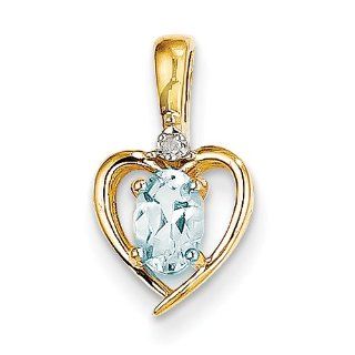 14K Diamond & Aquamarine Pendant Jewelry